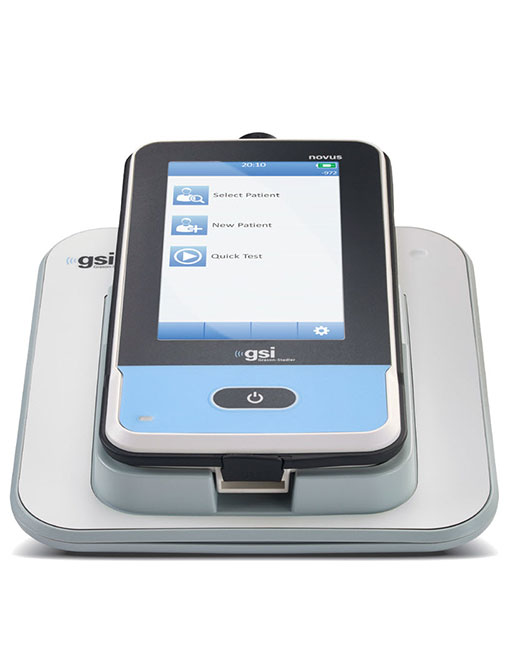 GSI NOVUS™ Neugeborenen-Hörscreeningevaluation. Das Novus besticht durch ein Touchscreen-Display und der benutzfreundlichen Softwarebedienung in einem kompakten Design